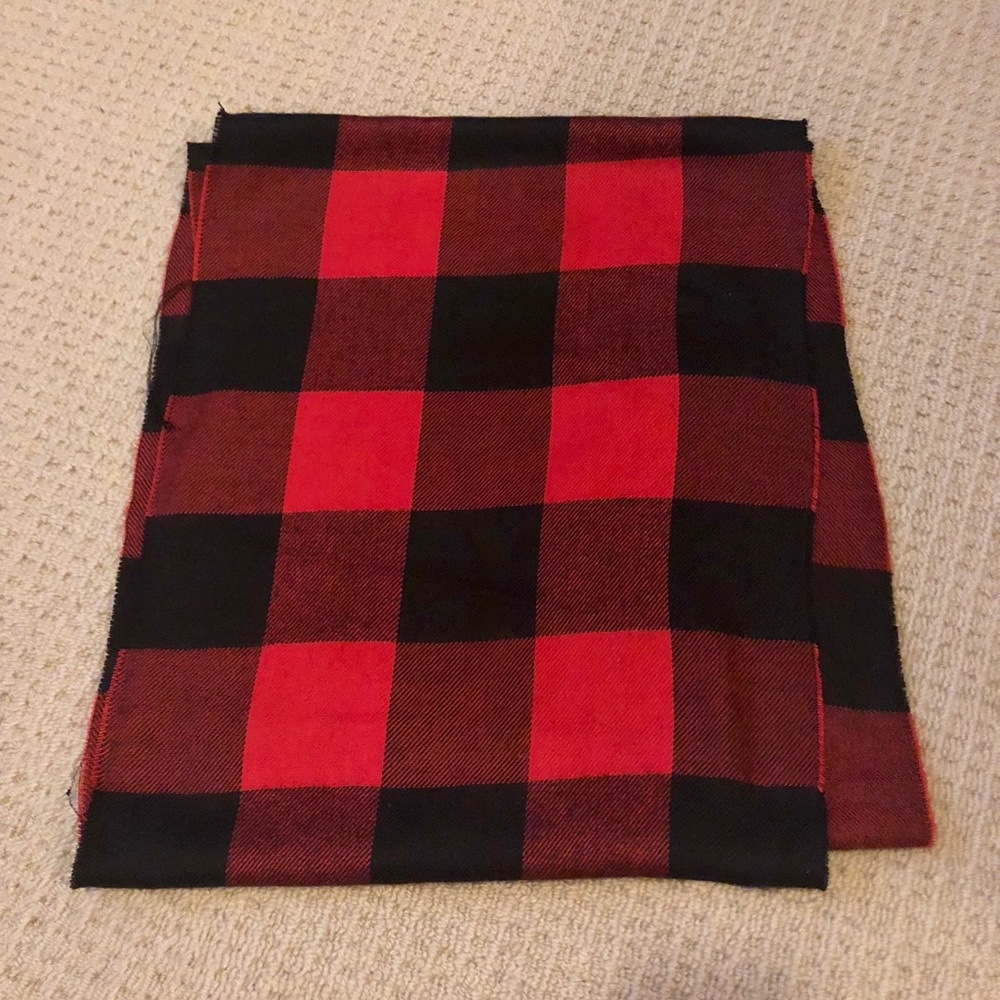Red and black plaid infinity scarf